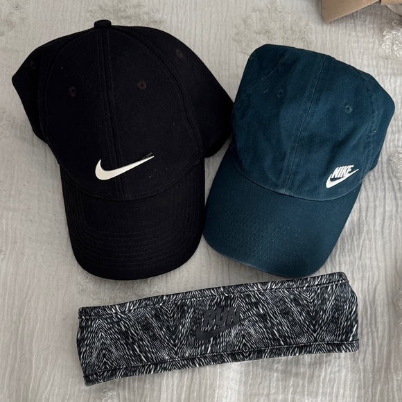 Nike Black and Teal Hat Set with Patterned Headband - Picture 1 of 2